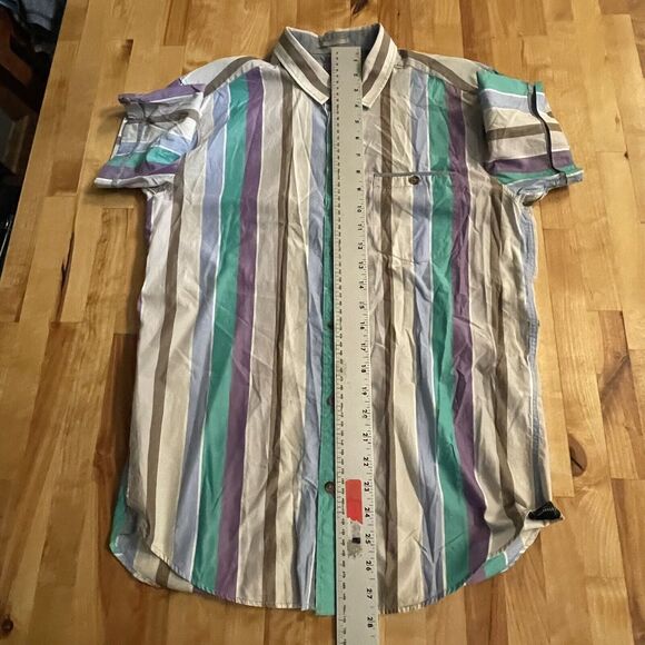 Ted Baker Shirt Colorblock Stripe Button Up Short Sleeve Men’s Sz 3 EUC - Picture 9 of 10